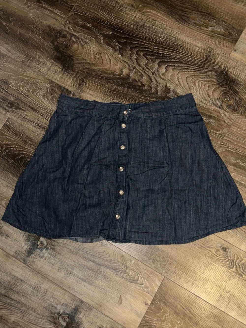 Women's Dark Blue Button-Front Denim Skirt